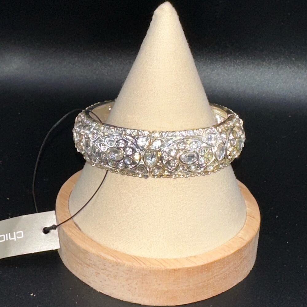 NWT Chicos Stretch bracelet Silver Tone Rhinestone Boutique Womens Fashion